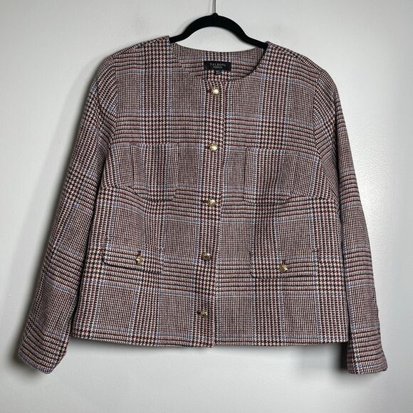 TALBOTS Shetland Crop Jacket Petite Plus Size 20WP Autumn Plaid Classic Preppy - Picture 2 of 11